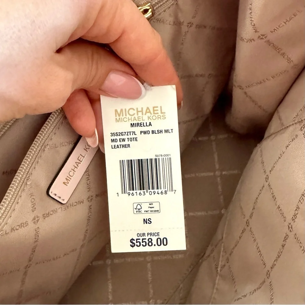 NWT! MICHAEL KORS MIRELLA MEDIUM TOTE LEATHER BAG PINK - Picture 7 of 15